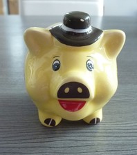 Kaffee-Kasse -  gelbes Sparschwein mit Hut - klein süß - Trinkgeld Kaffeekasse