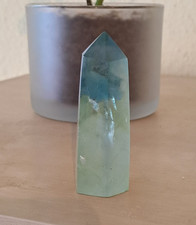 Selten: Türkis-grüne Fluorit-Spitze, Obelisk, 81g, 7,5cm hoch, heilstein
