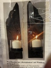 2 Wandleuchter, massiv Holz