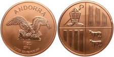 Medaille - Andorra Eagle 2014 1 Unze Oz 999'er Kupfer - UNC 