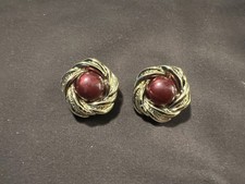 Vintage Ohrclips Rot Cabochon