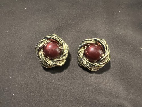 Vintage ohrclips rot cabochon - ohrclips,