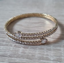 Swarovski Armband Armreif Twisty Gelbgold vergoldet mit Kristallen, verstellbar 