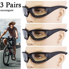 3Pcs Biker Motorrad Brille Sport Winddichte Staubdichte Augen Schutzbrillen Klar