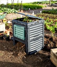 Garten Thermo Schnell Komposter 300L Deckel witterungsbeständig Ventilation Blac