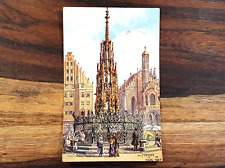 Historische Künstlerkarte, Schöner Brunnen Nbg., 1929, 8 Pf. Dt. Reich Fr. Ebert