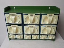 Uraltes Jugendstil Holz Gewürzregal  Schüttenregal Vorratsregal  Keramik um 1910