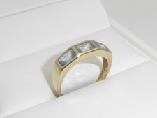 585 Gelbgold 14K Gold Ring Blautopas Verlobung 3,11 g RG 60 - 19,1 mm 9202