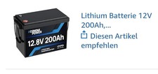 Lithium Batterie 12V 200Ah Mini LiFePO4 Akku 8000+ Zyklen BMS Wohnmobile wie neu