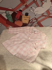 Baby Dior Mantel Jacke 9M Rosa Weiß Kariert Perlen 9 Monate Frühling Sommer 23B