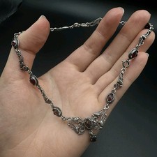 Granat Collier Kette  Silber