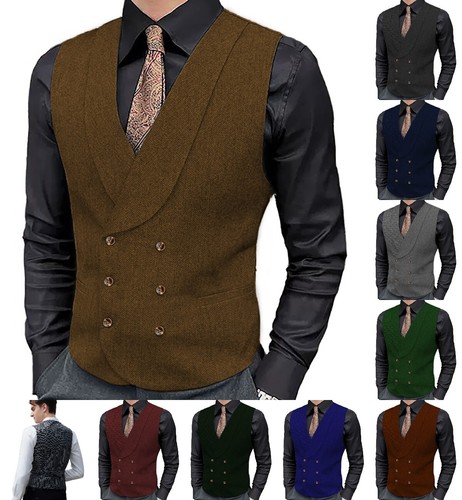 Schalrevers herren tweed weste - tweed,
