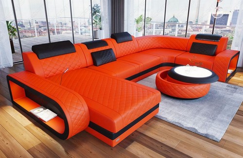 Leder sofa wohnlandschaft - sofa,