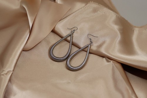 Silver coil teardrop - teardrop, earrings