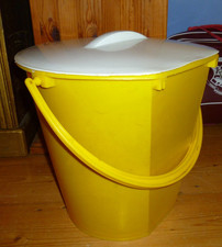 DDR Plastikeimer Abfalleimer Windeleimer mit Deckel DDR weiß gelb Eimer Plaste