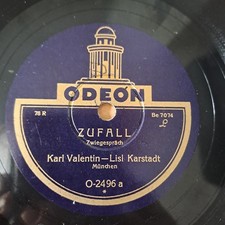 KARL VALENTIN LISL KARSTADT Zufall / Diebstahl ODEON O-2496 78rpm COMEDY