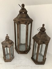 LATERNEN-3 SET  RUSTIKAL ECHTHOLZ  (GLAS)  DECKEL/AUFKLAPPBAR !