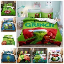 Grinch 3D Bettbezug Bettwäsche Set Weihnachten Weihnachtsmann Kissenbezug