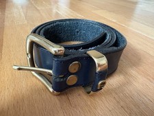 Etienne Aigner: wunderschöner alter Ledergürtel dunkelblau/Messing 85 cm