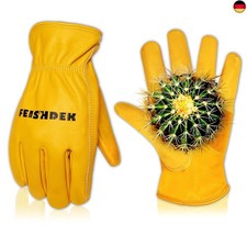 FEISHDEK Leder Handschuhe Arbeitshandschuhe Herren Gartenhandschuhe Dornenfest