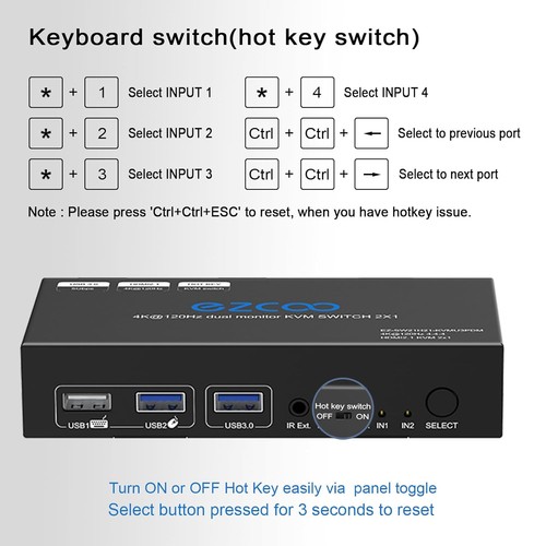 Ezcoo hdmi kvm switch - 8k, 2.1