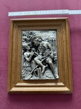 Zinnbild  Der Gärtner Holzrahmen Sommer Mann Frau Zinn Relief Bild Eichenrahmen