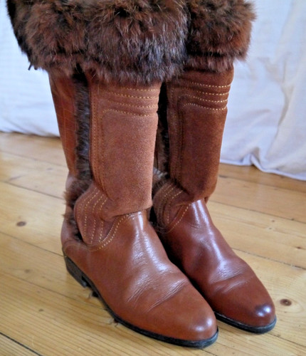 Vintage leder stiefel - stiefel, gr.