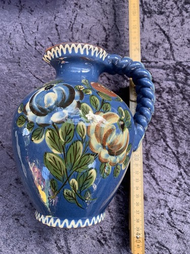 Majolika weinkrug blau zopf - blau,