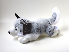Galeria Hund Husky liegend weiß grau Spieltier Stofftier Plüschtier (T221)