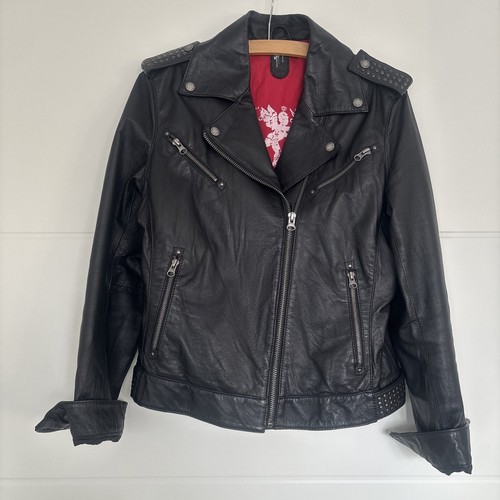 Bikerjacke leder schwarz - leder,