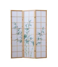 2x Paravent Raumteiler aus Kiefernholz mit Bambus Muster