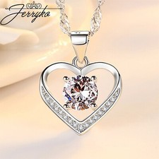 Damen Halskette Herz 925 Silber Kette Zirkon Anhänger Frauen Schmuck Geschenk