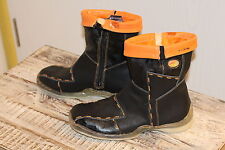 NEU echt Leder 37 orange schwarz EYES Stiefelette Sneakers Boots kurz flach Dame