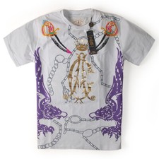ED HARDY BY CHRISTIAN AUDIGIER KURZARM SHIRT WHITE  LOS ANGELES SIZE S / SMALL