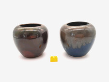2x Keramik-Vase Laufglasur BKW Bürgeler Kunstkeramische Werkstätte Fischer  584