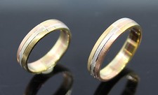 1 PAAR TRAURINGE TRICOLOR  MASSIV 333/- GOLD WERT 998- €