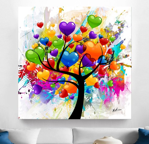 Leinwand bild baum bunt - bild,