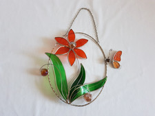 Fensterbild - Blume mit Schmetterling