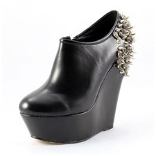 Plateaupumps Gr. 38 Wedges High Heels mit Nieten schwarz (#3147)