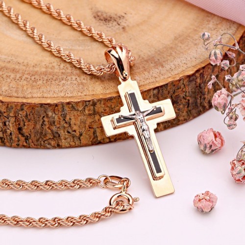 585 gold collier mit kreuz - 585/14,