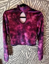 Tolles Mädchen Damen Stehkragen Samt Oberteil Batik Farbe Gr. S New Yorker Neu!