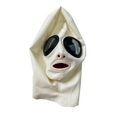 Weiß Latex Gummi Haube Maske