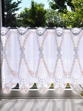 Scheibengardine weiß beige Fächer Plauen Stickerei Gardine Kaffeehaus Panneaux