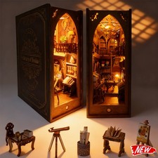 DIY Book Nook Kit 3D Miniatur Puppenhaus Kit Bücherecke Modellbausatz Mit LED DE