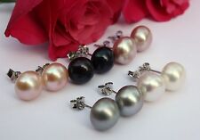 9mm Echtschmuck Zucht Süßwasser Perlen Schmuck Ohrringe Ohrstecker 925 Silber