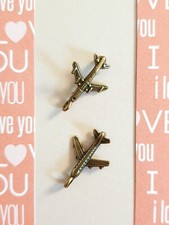 SWANEWIT Paaranhänger 2 x Flugzeug Charms Bronze Schmuck Basteln Deko Urlaub