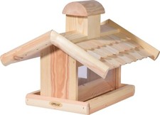 Vogelhaus Vogelfutterhaus Vogelvilla Holz Dachschindeln Futtersilo Natur