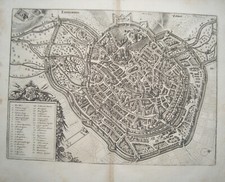 Erfurt Thüringen echter alter seltener Merian  Kupferstich der Erstausgabe 1644