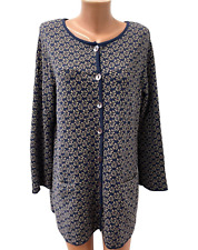 HIMALAYA Gr. L  - XL Damen Strickjacke WOLLE BAUMWOLLE Beige Blau Geblümt