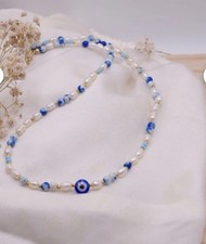 Zarte Perlen Halskette Blau
